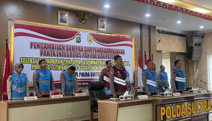 Penandatanganan Pakta Integritas Seleksi Terpadu PKN II, SPPK, SEPIMMA, Prodi S1 STIK, dan SIP Tahun 2025 Polda Sultra