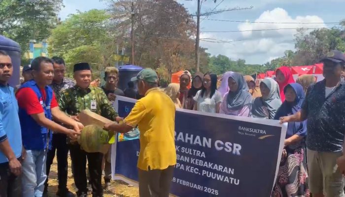 Bank Sultra Salurkan Peralatan Dapur untuk Korban Kebakaran di Kendari