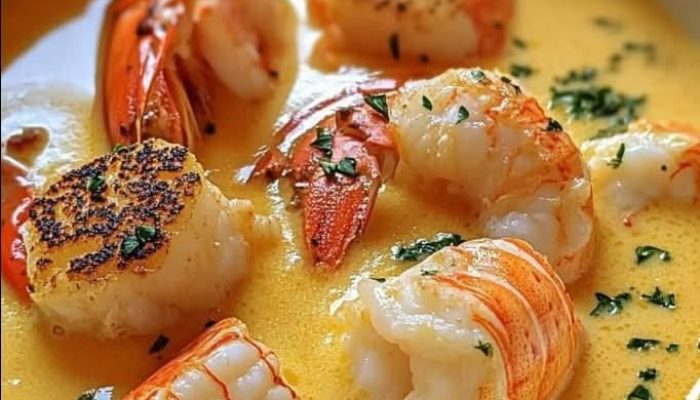 Perpaduan Mewah dari Darat dan Laut: Stik dengan Saus Krim Bawang Putih & Udang yang Memikat