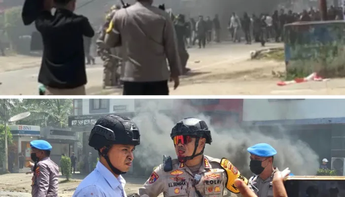 Tolak Konstatering di Lahan Eks PGSD Wua – wua, Massa Konsorsium Pribumi Bentrok dengan Polisi