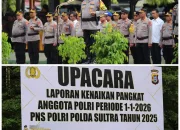 Kapolda Sultra Pimpin Upacara Kenaikan Pangkat 867 Personel Polri dan PNS Polri
