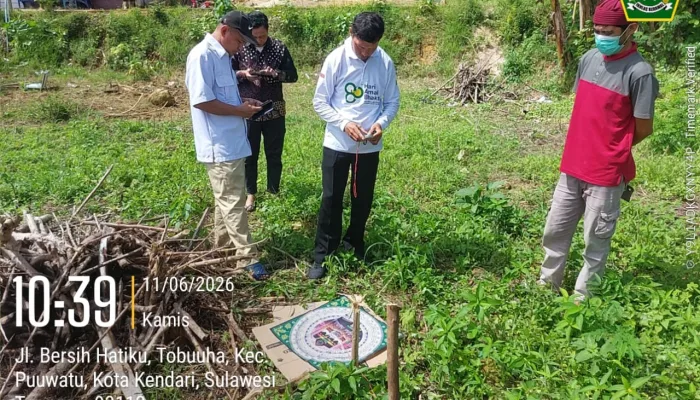 Kemenag Kendari Ukur Arah Kiblat Pembangunan Masjid Qalbun Salim di Puuwatu