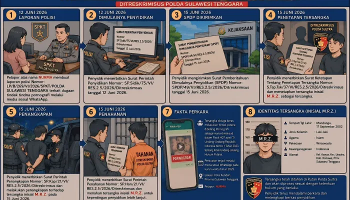 Kirim Konten Terlarang Lewat WhatsApp, Pemuda 23 Tahun di Kendari Berakhir di Sel Tahanan Polda Sultra