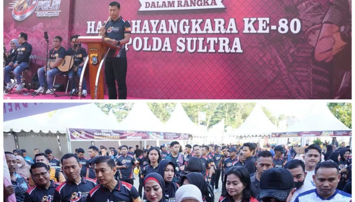 Polda Sultra Menggelar Car Free Day, Olahraga Bersama, Bazar UMKM Bhayangkari, dan Safety Riding dalam Rangka HUT Bhayangkara ke-80